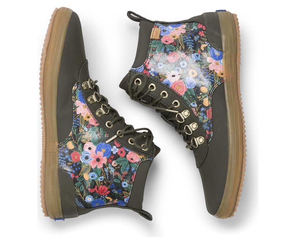 Keds Sneakers Green - Rifle Paper Co. Scout Water-Resistant Boot Garden Party - Womens LHPNQG-906